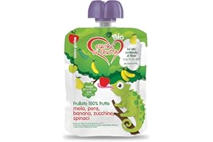 Cuore Di Frutta Frullato di Frutta Bio, Mela, Pera, Banana, Zucchina e Spinaci - Confezioni da 90G, 12 Unità