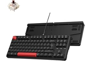 Keychron C3 Pro Custom Gaming Keyboard ISO UK Layout, QMK Programmable 87 Keys Compact TKL Wired Mechanical Keyboard, Red LED Backlits Gasket Mount with Brown Switches for Mac/Windows/Linux