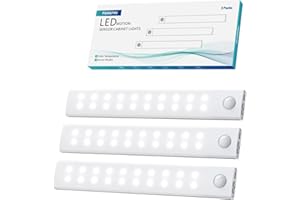 Forepin Lampe Placard 40LED Lumiere Detecteur de Mouvement Interieur 20cm Lampe Detecteur de Mouvement Interieur 2000mAh Reglette LED Rechargeable USB pour Cuisine Armoire, 3 Pièces