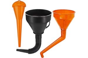 GUANGYUAN Set di imbuto in plastica flessibile ad angolo retto, universale a bocca lunga, imbuto portatile a benzina, con beccuccio staccabile, filtro per moto, auto, macchine agricole automobilistiche,3 pezzi