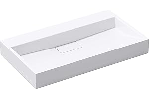 doporro Aufsatzwaschbecken Hängewaschbecken Waschtisch Mineralguss-Waschbecken Colossum19 ohne Armaturloch weiß matt inkl. Ablaufgarnitur