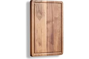 YUANQIAN Planche à découper réversible en bois d'acacia de 30 cm, 1,5 cm d'épaisseur, planche à découper en bois pour cuisine, charcuterie, planche à fromage avec rainure profonde (1)