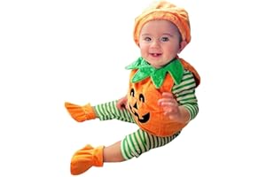 CACHI 2Pz Completo Neonato Halloween Costume Bambino Neonato Bambino Ragazze Ragazzi Costumi da Zucca di Pagliaccetto con Cappuccio Carino Top Completi Vestiti