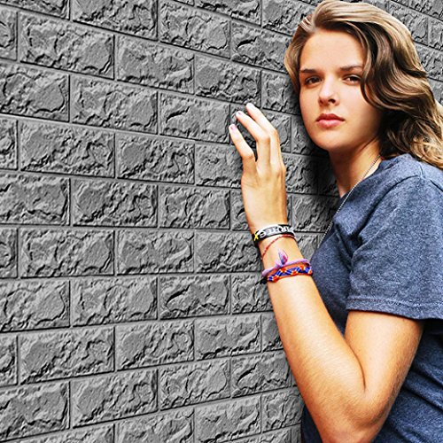 Preisvergleich Produktbild Transer® DIY PE Schaum 3D Wallpaper Wandaufkleber, lebensechten prägeartigen Ziegelstein, weichen Anti-Kollision Kind, Rauschunterdrückung Wandkunst Dekoration Raum Dekor, 60 x 30 x 0,8 cm (grau)