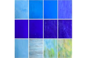 KIPHEPI 12 hojas de vidrio manchado texturas mixtas arte catedral mosaico de vidrio azulejos de vidrio para manualidades y fabricación de mosaicos, paquete de 4 x 6 pulgadas variedad de colores