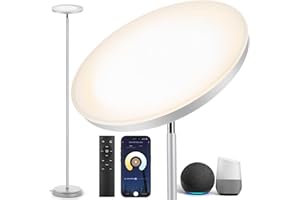 OUTON Smart LED Lampada da terra, 30W / 3000LM Lampada Luminosa Dimmerabile Compatibile con Alexa Google Home, WiFi Remote, Lampada da Terra per Soggiorno Camera da letto Ufficio, Grigio Argento