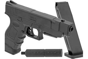 CADOFE B.W. Softair Gun Airsoft Pistole + Schalldämpfer + Munition | PA66 - Schwarz Voll ABS | 32cm. Inkl. Magazin & unter 0,5 Joule (ab 14 Jahre)