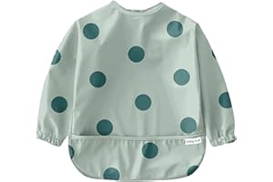 Baby Nom ® Bavoir Manches Longues pour Bebe - Bavoirs Bebe Imperméable, Tablier Bebe pour Manger, Tablier Enfant Repas, Bavoir DME, Blouse Bebe Repas