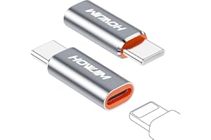 HOWJIM Adattatore Light-ning a USB C 2 Pezzi,PD27/66W Ricarica Rapida Trasmissione Dati,Adattatore Light-ning Femmina a USB C Maschio per Phone 17/16/15 Pad G-alaxy X-peria,Non Per Cuffie/OTG Grigio
