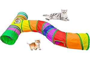 ACNCN Cat Tunnel, Pop-Up Collapsible Cat Toy for Indoor/Outdoor Play, Interactive Maze for Cats, Kittens, Puppies, Rabbits, Guinea Pigs, and Small Pets(Rainbow-ST 3 Way)