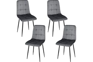 ANVOFONG Sedie Sala da Pranzo Set di 4, Addensato Olandese Cuscino di Velluto Adatto per Sala da Pranzo, Cucina, Soggiorno, Grigio Scuro.