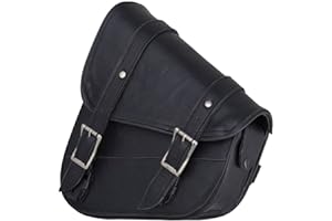 GARGOYLE BELLS Motorcycle Saddle Bags Solo Swing Arm Bag for Sportster Softail PVC Waterproof Motorcycle Luggage Bags for Motorcycle or Bike (Left Side, Black PVC)