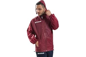 ETOILE Rain Basico per Givova Impermeabile Giacca Antipioggia Sport Tempo Libero Allenamento Fitness Palestra Cappuccio Removibile Calcio Calcetto Protezione Relax