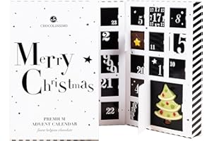 CHOCOLISSIMO Calendario de Adviento Black - Chocolate - Calendario de adviento con 24 barras de chocolate y figuras | Chocolatada | idea de regalo | Temporada de Adviento | Navidad | regalo de adviento