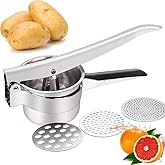 we3 Potato Ricer, Fruit & Vegetable Masher ? Stainless Steel Manual Press with 3 Interchangeable Discs for Fine, Medium & Coa