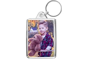 ADVENTA Pixly® Personalised Custom Photo Keyring, Key Ring Fob, Key Chain, Clear, Medium