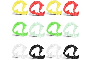 Ouligay 12 Stück Vampir Zähne Kunststoff Vampirzähne Kinder, Leuchtend Vampirgebiss für Kinder Erwachsene, Dracula Zähne, Vampire Teeth Kids Adult für Halloween Party Karneval Vampir Kostüm Accessoire