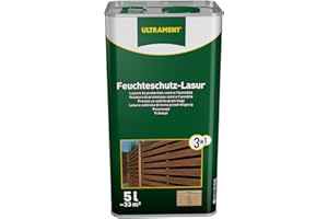 Ultrament Feuchteschutz-Lasur 3-in-1, nussbaum, Holzschutz, 5 Liter