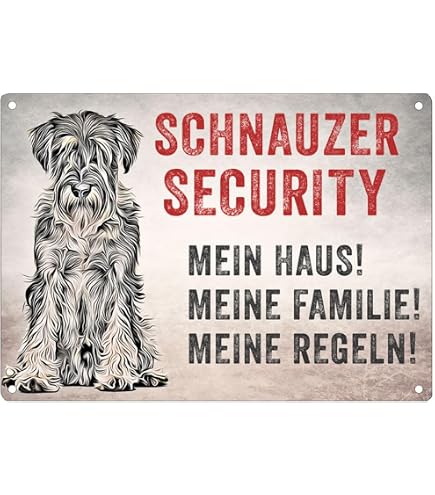 AdriLeo Schild 'Vorsicht Schnauzer - Familienwächter' - 20x30 Cm, Aluverbundplatte 3 Mm, Witterungsbeständig, Für Zaun & Haus