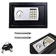 Electronic Safe with Digital Keypad and 2 Emergency Overide key, 8.5L Security Digital Safebox for Home Office Hotel, Steel Locking Bolts, Fireproof and Waterproof WallSafes, 31x20x20cm, Black