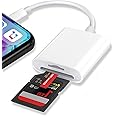 SD Card Reader for iphone, SD Card Reader for ipad, 2 in 1 SD&TF Card Camera Reader Adapter,card reader for camera memory card, Plug and Play