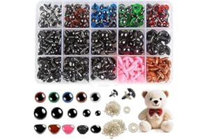 LOMIMOS 560 PCS Yeux et Nez de sécurité en Plastique Coloré avec Rondelles, Yeux Peluche à Coudre,Oeil Crochet pour DIY Poupée Peluche,Marionnettes Artisanat