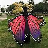 Amcool Schön Schmetterlings Flügel ✿✿ Schmetterling Kostüm Chiffon Schals Feenkostüm Damen Karneval Cosplay Accessoires (197*125CM, Hot Pink) -
