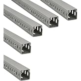 Jandei - Pack of 5 Grooved Cable Raceway, Desk Organizer PVC Cover, Grey. Length 40 cm (30 x 30 mm)
