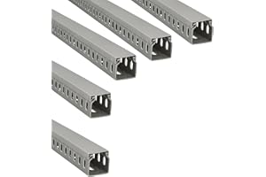 Jandei - 5-pack slitsade kabelkanaler, skrivbordsorganisatör med PVC-överdrag. Grå. Längd 40 cm (30x30mm)
