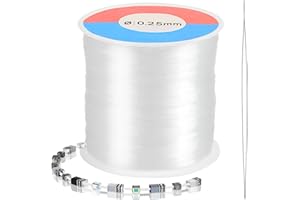 CASMIGC 500 m klarer Nylonfaden 0.25 mm, Nähgarn Durchsichtig, Nylonfaden Zum Aufhängen von Ornamenten, Nähgarn Durchsichtig Transparenter Perlenfaden mit Perlennadel fur Schmuckherstellung