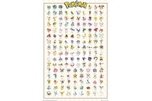 ABYSTYLE POKEMON Poster Kanto 151 Français décoration murale décoration chambre bureau (91,5 x 61 cm) Anime Manga Home & Office Great for Gift and Fans