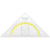 Westcott 14cm Protractor | Clear Unbreakable Plastic Protractor with Yellow Scale | Technical Scale and Protractor for School