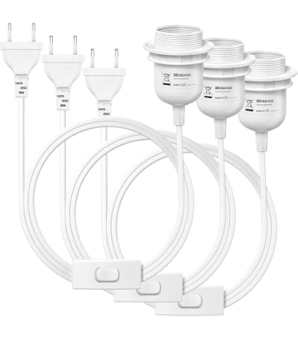 2er-Set E27 Lampenfassung Mit Schalter & EU-Stecker – 1,8 M Kabel, Schwarz, Für Pendelleuchten DIY