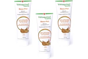 Vetoquinol Pasta Bezo-Pet | 3 sztuki w opakowaniu | 3 x 120 g | karma uzupełniająca dla psów i kotów | może pomóc w promowaniu wydalania włosów | ze słodzem