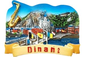 TIME TRAVELER GO Sax's Hometown Dinant Belgique Aimant 3D Réfrigérateur Souvenir Collection Cadeau Décoration Maison et Cuisine Aimant Réfrigérateur Aimant Aimant de Réfrigérateur