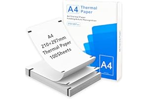 SMOCTAR Papier termiczny A4 do drukarek termicznych A4, kompatybilny z przenośną drukarką do podróży, domu, zdjęcia, faktury 210 x 297 mm, 100 arkuszy