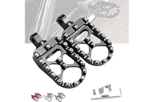 StarknightMT CNC Wide Fat Footpegs 360° Roating MX Foot Pegs Chopper Bobber Style Compatible with Harley Dyna Fatboy Sportster Iron 883 (Black)