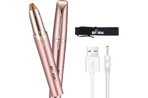 Rechargeable Eyebrow Trimmer for Women, Gurelax Electric Eyebrow Epilator Pen for Ladies, Painless Eyebrow Hair Remover and Portable Brow Shaper Razor with Light for Face Nose Ear