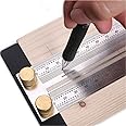 TERRIFI Construction Rulers, Woodworking Ruler, Precision Marking T Rule, T Square Hole Ruler, Stainless Steel Marking Ruler, Positioning, Scribbling Measuring Device for Carpenter, Engineer (400 mm)