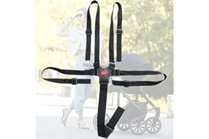 ZKGYUS Sangle Chaise Haute Bebe Harnais 5 Points Chaise Haute pour Chaise Haute/Landau/Poussette/Enfant, Noir