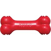 KONG Goodie Bone Classic Rubber Bone, Red, Small | Red Natural Rubber Bone for Chewers, Fillable Goodie Gripper with Game Pro