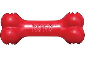 KONG Goodie Bone - Klassischer Hundeknochen aus Naturkautschuk - Leckerlispender - Für Mittelgroße Hunde - Rot