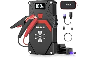 BIUBLE Booster Batterie 2500A 24000mAh Portable Jump Starter (Tout Gaz ou 8,5 L Diesel) Démarrage de Voiture avec Chargeur sans Fil 10W Pinces de Sûreté Intelligentes Écran LCD Lamp LED