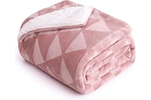 Exclusivo Mezcla Sherpa Fleece Throw Blanket, Reversible Velvet Plush Throw and Blanket Ultra Soft and Warm, Throw Blanket for Sofa Couch Bed, 127 x 178 CM, Pink Blanket