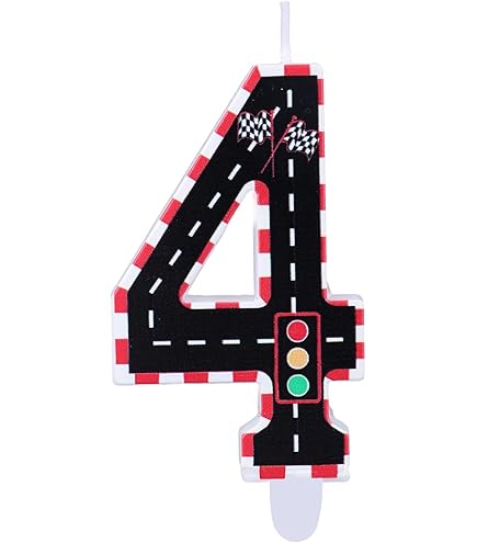 Bougie D'Anniversaire Thème Voitures Course, Bougie Numéro Forme Voiture Course Rouge Décoration Gâteau Parfaite Pour Anniversaires Et Fêtes à Thème(Numéro 5