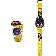 Time Up Digital Dial Superhero Cartoon Cap Printed Strap with Music Disco Light Watch for Kids (Age:3-10 Years)-LMW-BX