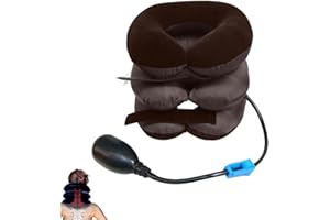 RAKIUTY Coussin Massant de Traction Cervicale,Coussin de Traction Cervicale Gonflable pour Douleurs à la Tête,Cou,Coussin De Traction Cervicale,Appareil de Traction Cervicale pour Douleurs À La Tête,Brun