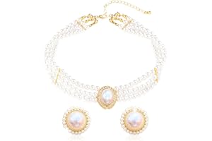 Roaring Good Time Royal Pearl Beaded Choker Fancy Dress for Women Vintage Pearl Choker for Women Girls Bead Choker Prom Wedding Bridal Shower Costume Outfit