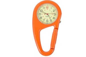 Hemobllo Clip on Carabiner Fob Watch - Clip on Watch Nurses Fob Watch Luminous Dial Quartz Watch for Men Women Doctors Nurses Mountaineering (Orange)