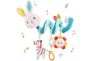 Jinchelle Giocattolo a Spirale per Culla, Giocattolo per Passeggino, Spirale attivita Giocattolo per Neonato Bambinif (Coniglio - Bianco)